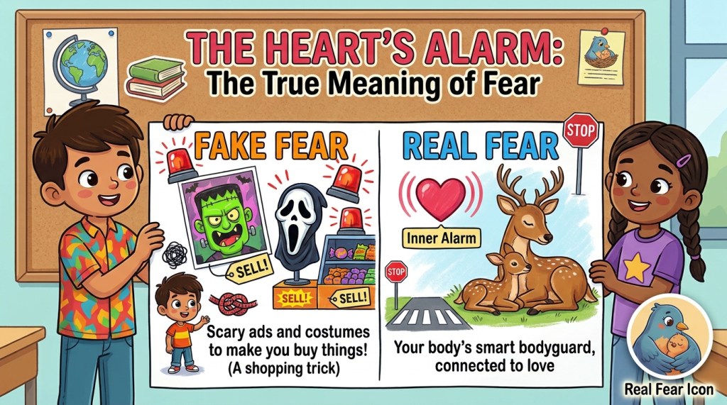The Heart’s Alarm: The True Meaning of Fear 🐾❤️ (Cuento AICLE / Emocrea – 2.º Ciclo&nbsp;Primaria)